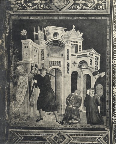Alinari, Fratelli — Giotto di Bondone - bottega - sec. XIV - San Nicola di Bari fa sospendere l'esecuzione di tre soldati innocenti — insieme